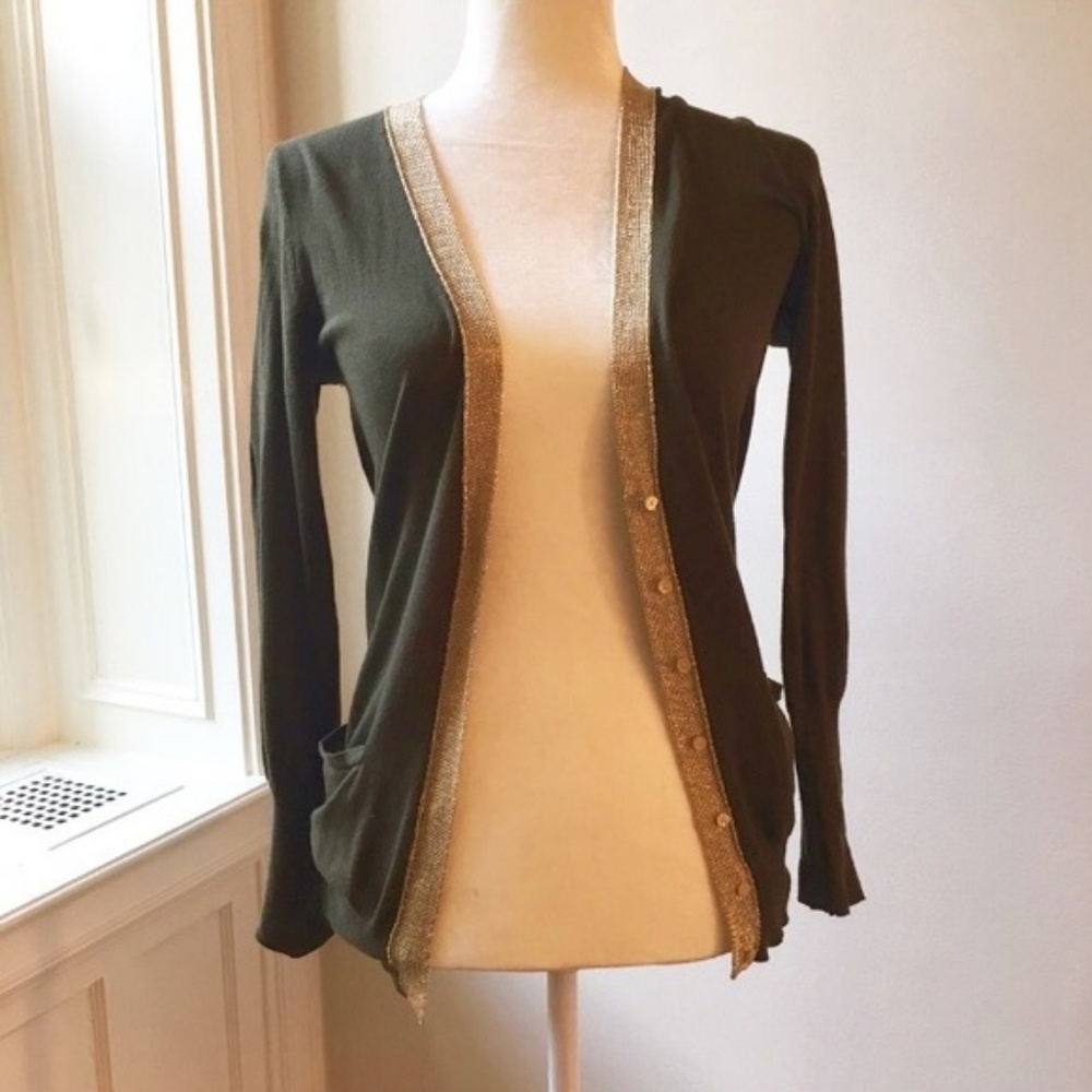J. Crew metallic forever cardigan green nwt xs